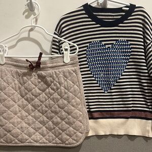 CREWCUTS embellished sweater & quilted skirt set